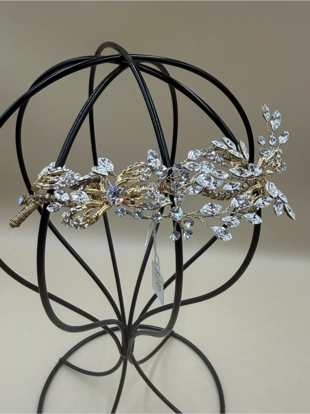 Gold Crystal Bridal Hair Clip Rhinestone Leaf Vine Wedding Barrette